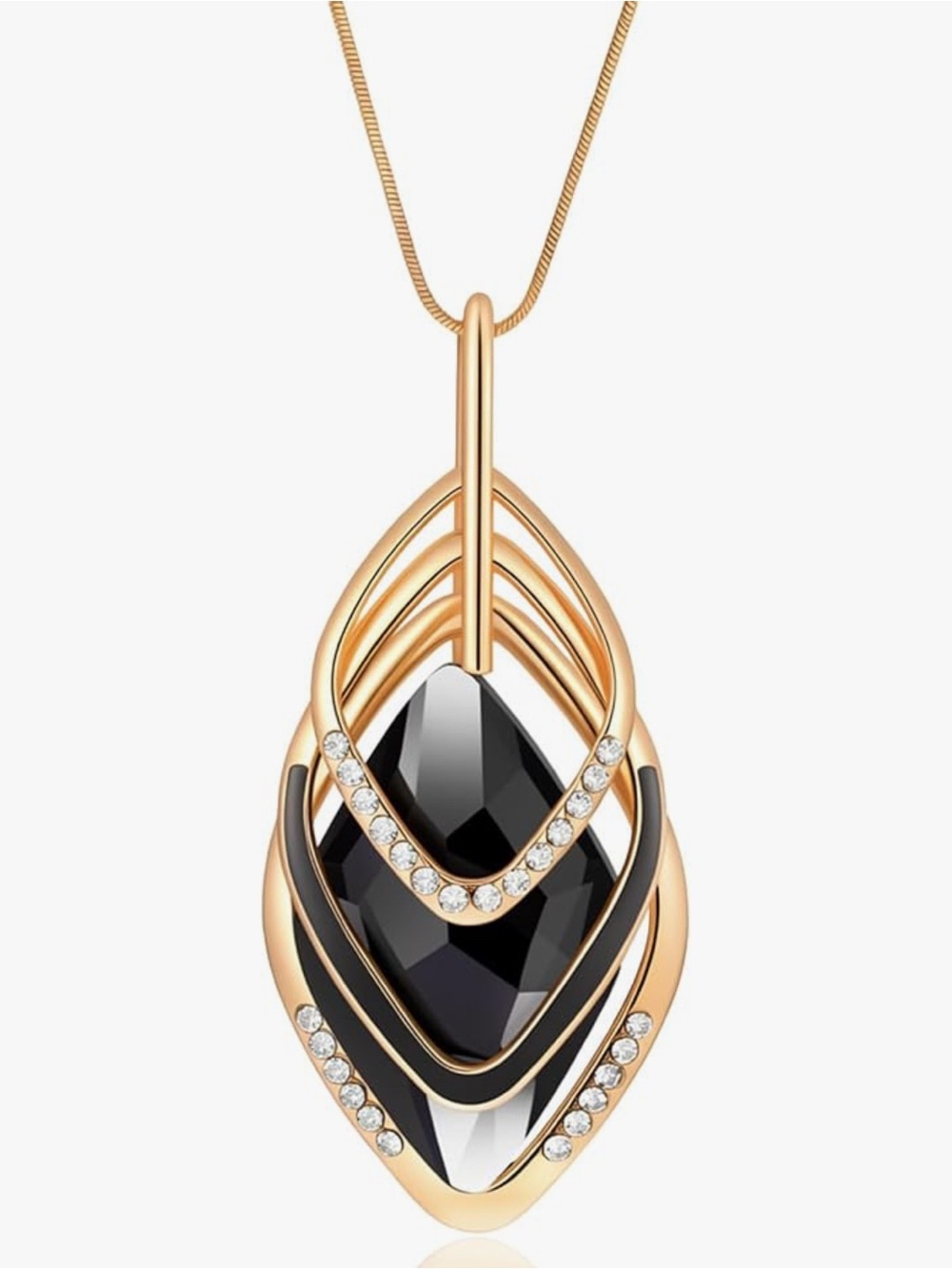 Unique Nordstrom Geometric Black stone 3D necklace